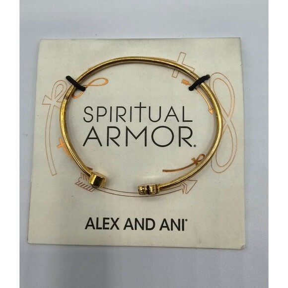New w/ Tag Alex and Ani Spiritual Armor Gold "Lotus Peace..." Bracelet MSRP: $98 - Picture 2 of 3
